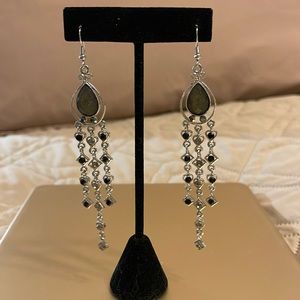 WHBM Grey/Black Sparkle Long Dangles